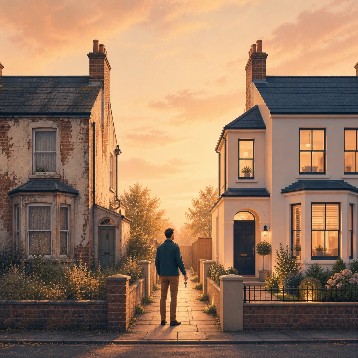 Bridge-to-Let Finance Editorial illustration for Bridge-to-Let Finance, showing a UK property finance scenario.