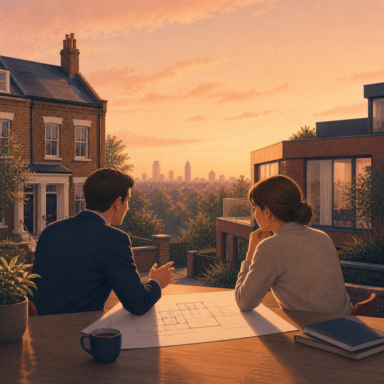 Bridging Loan Broker London Editorial illustration for Bridging Loan Broker London, showing a UK property finance scenario.