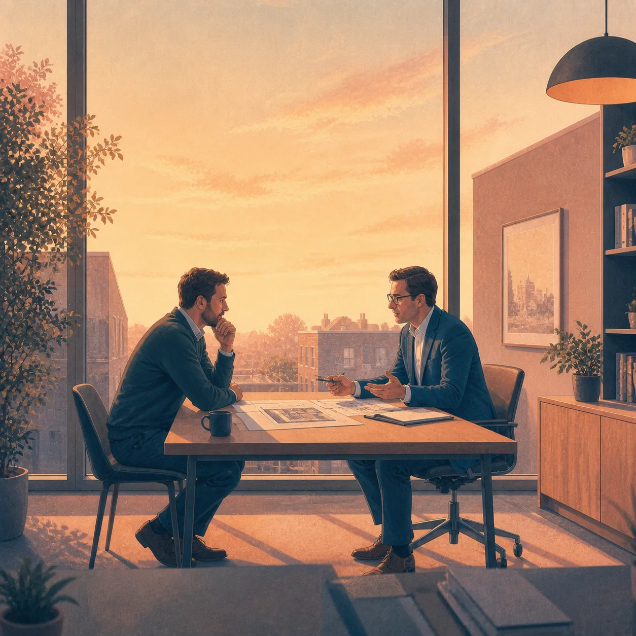 Commercial Mortgage Declined Editorial illustration for Commercial Mortgage Declined, showing a UK property finance scenario.