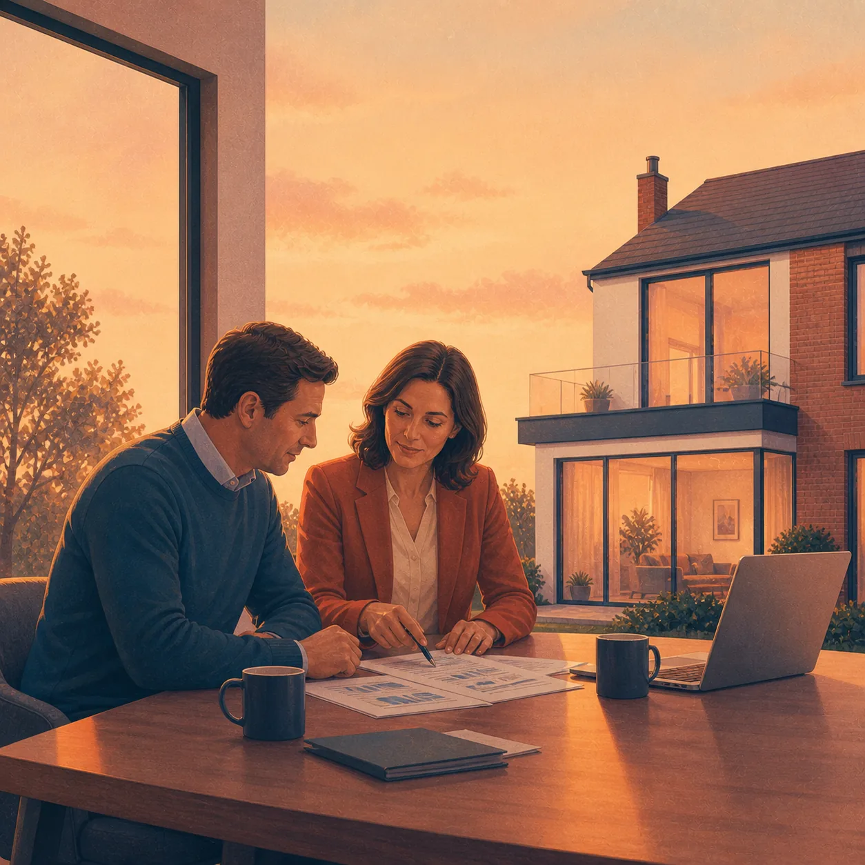 Company Director Retained Profit Mortgage Editorial illustration for Company Director Retained Profit Mortgage, showing a UK property finance scenario.