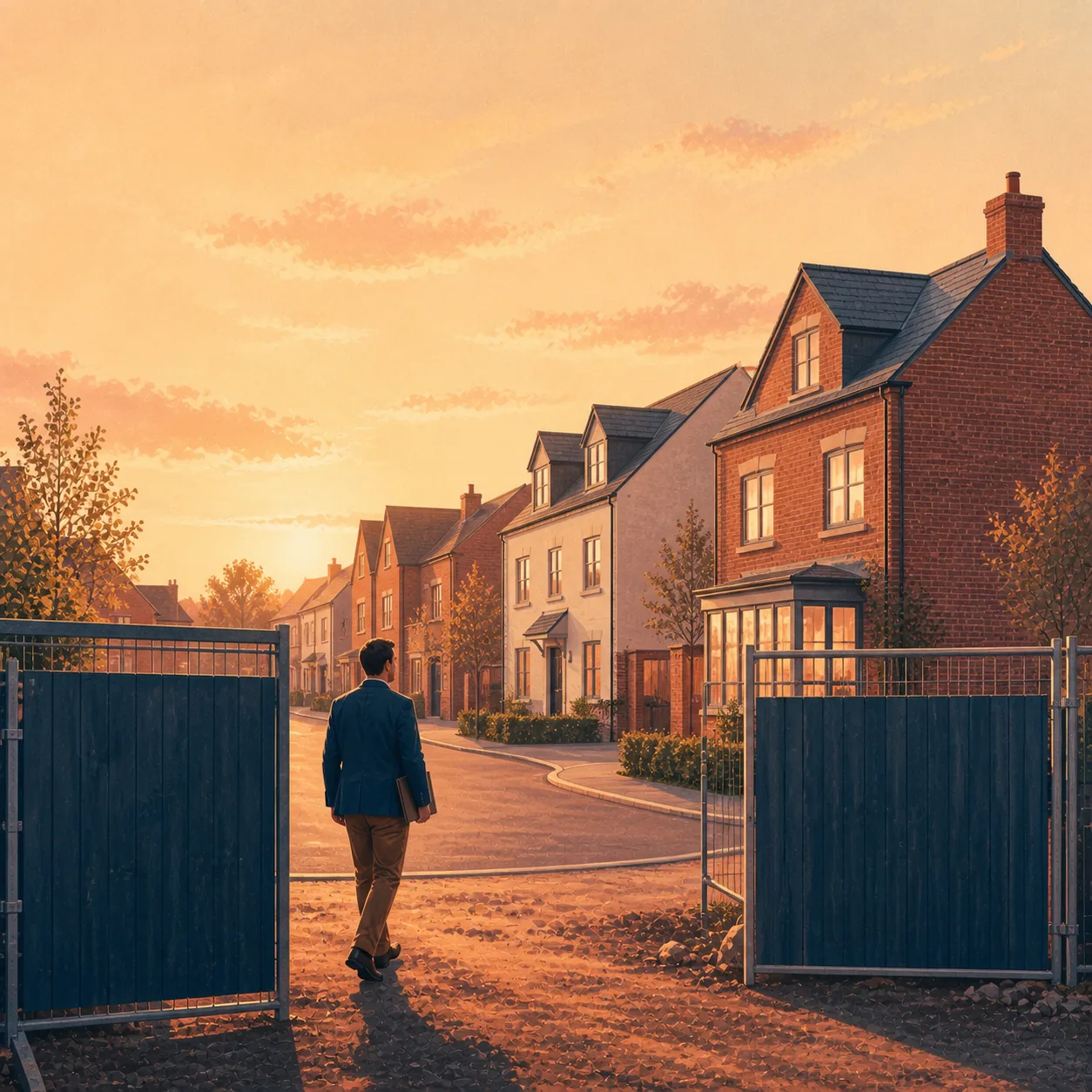 Development Exit Finance Editorial illustration for Development Exit Finance, showing a UK property finance scenario.