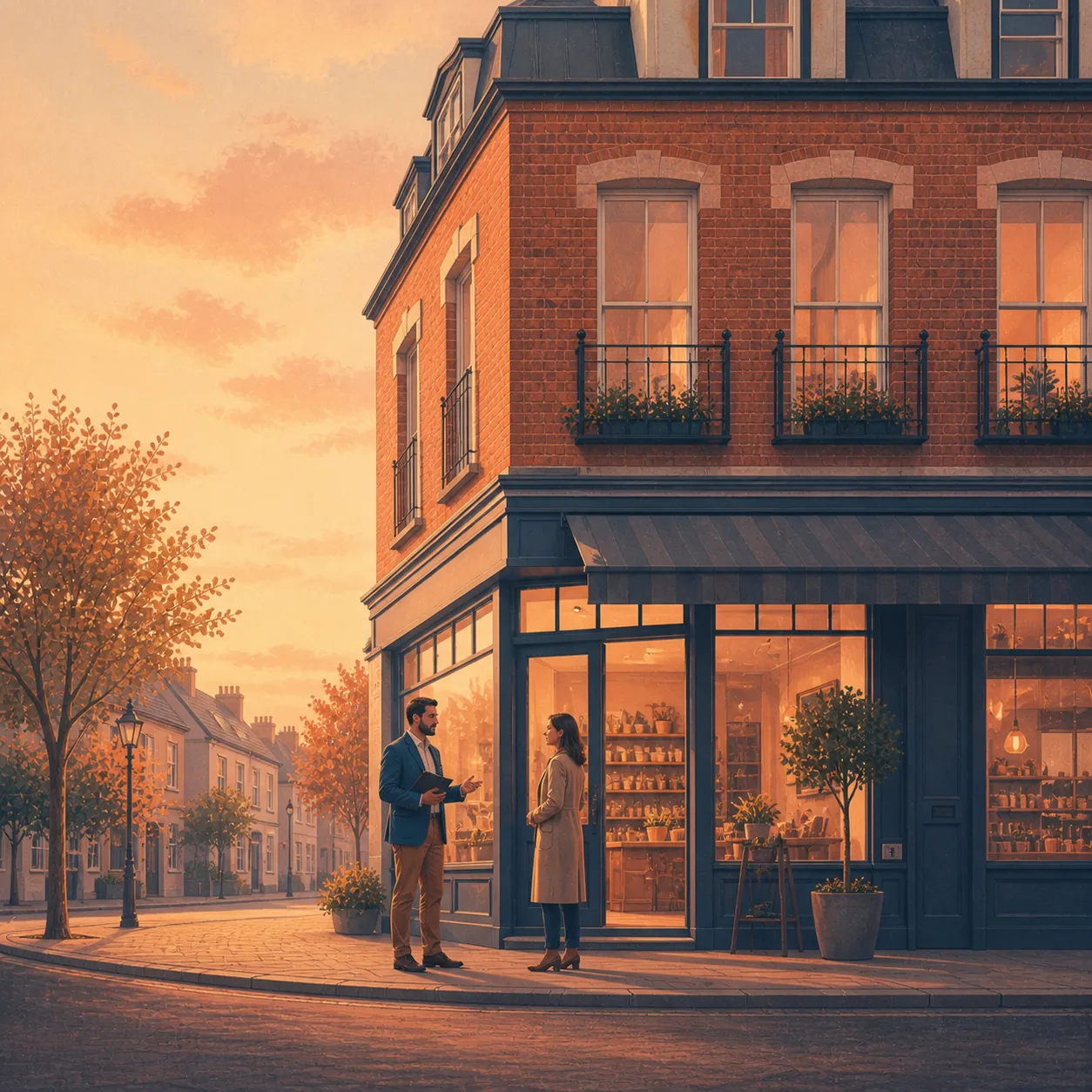 Mixed Use Property Mortgage Editorial illustration for Mixed Use Property Mortgage, showing a UK property finance scenario.