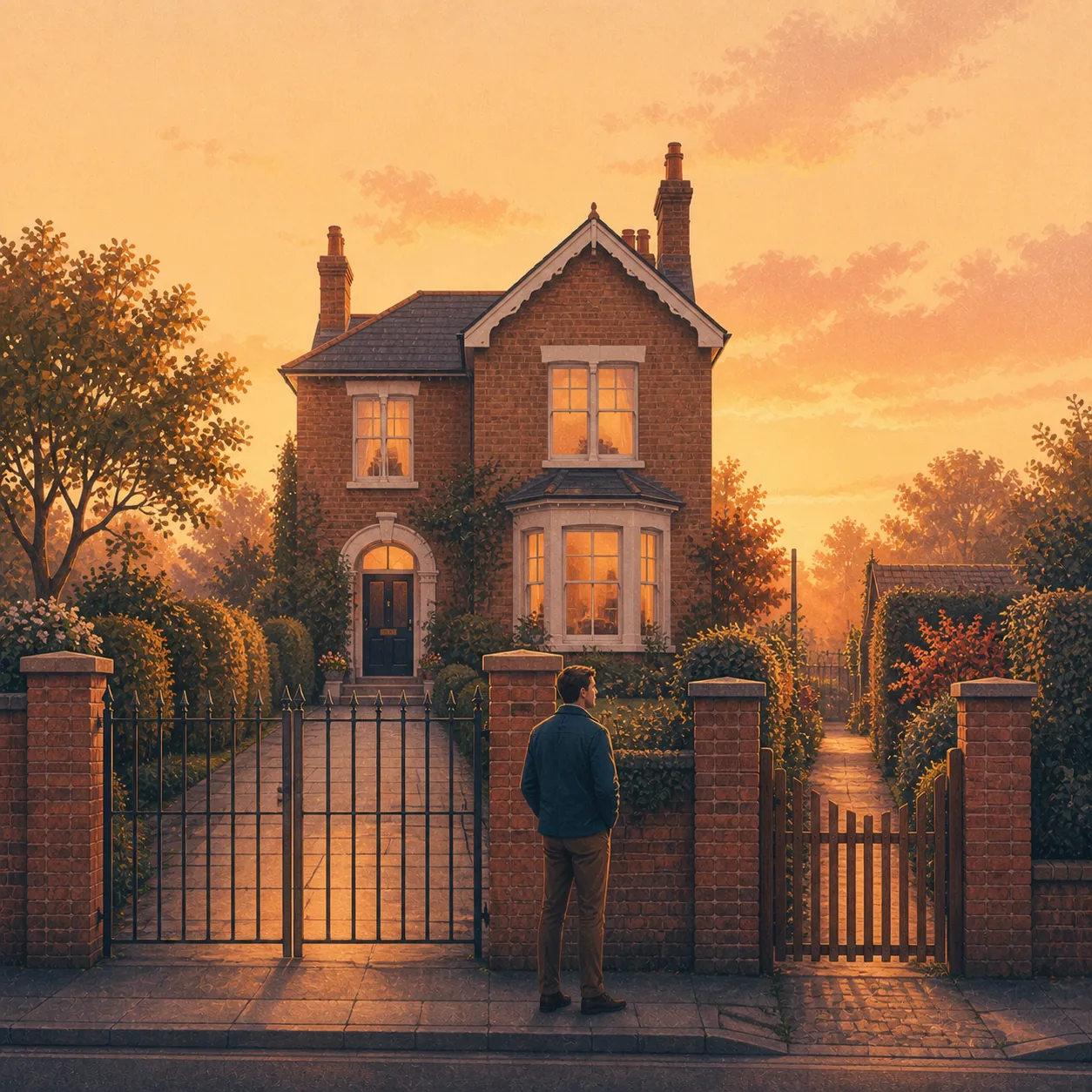 Second Charge Bridging Loan Editorial illustration for Second Charge Bridging Loan, showing a UK property finance scenario.